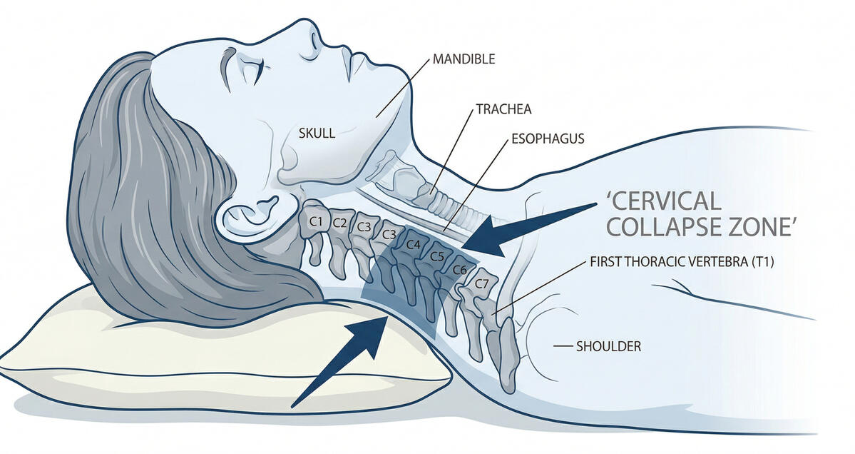 Person rubbing neck at desk or on edge of bed